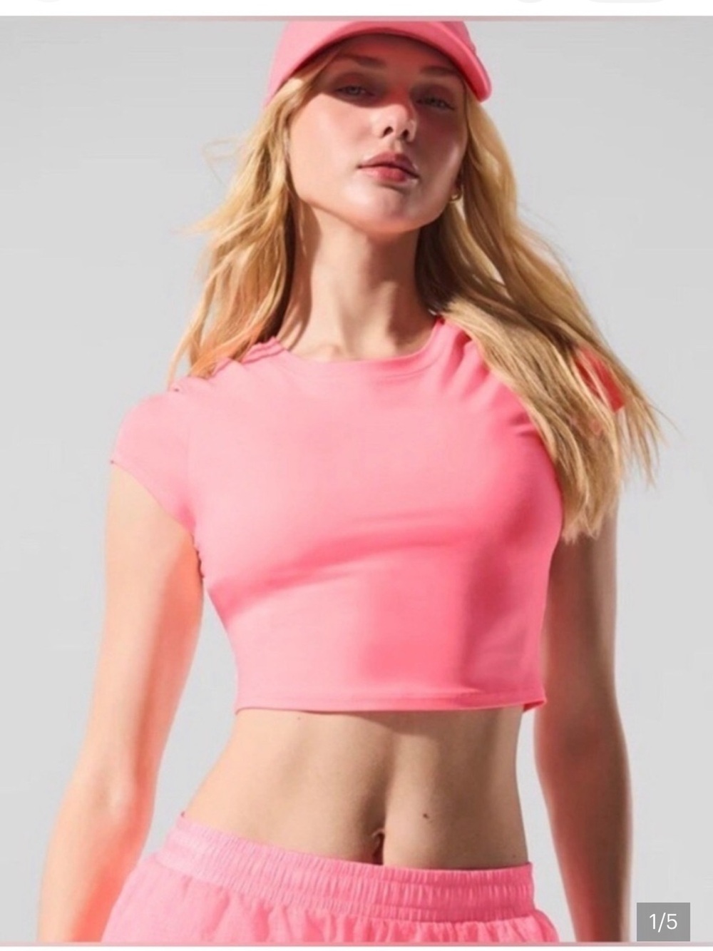 ALO Yoga Neon Pink Crew Crop Top